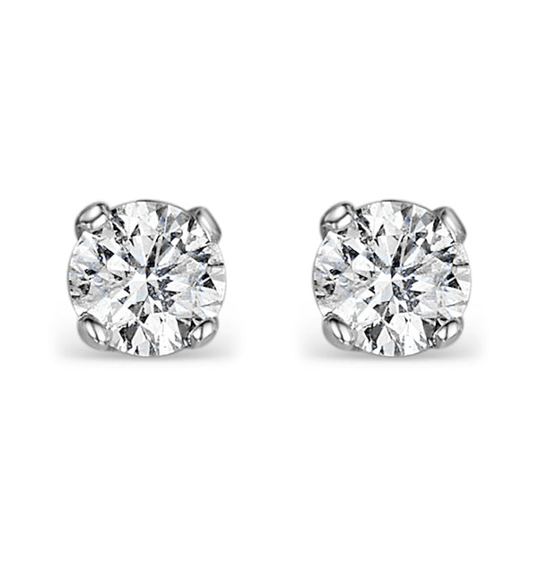 Diamond Earrings 0.66CT Studs H/SI Quality in 18K White Gold - 4.5mm